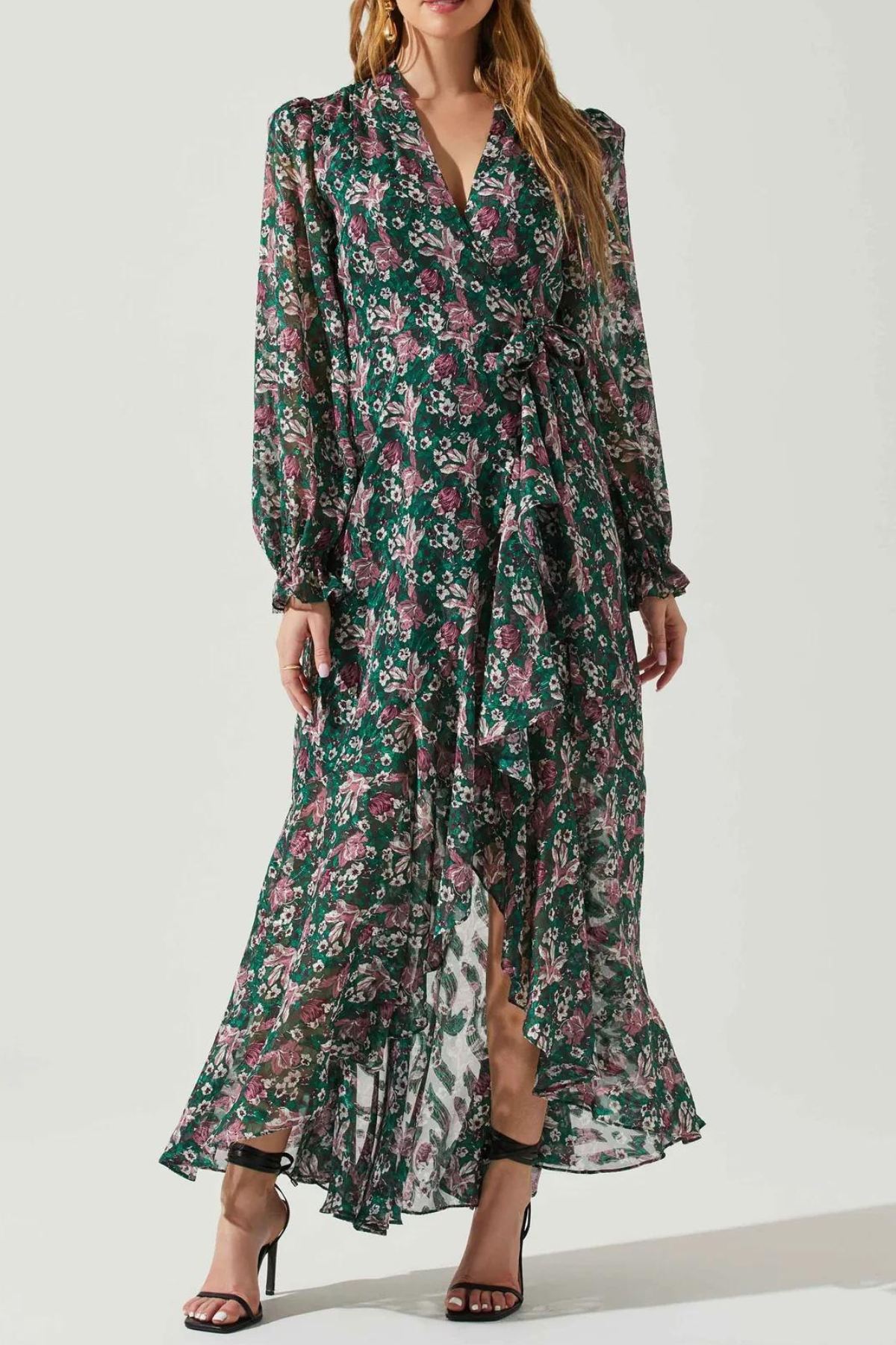Elynor Satin Floral Halter Maxi Dress – ASTR The Label