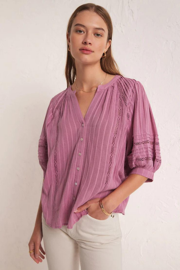 Z SUPPLY - ELLIOT LACE INSET TOP DUSTY ORCHID