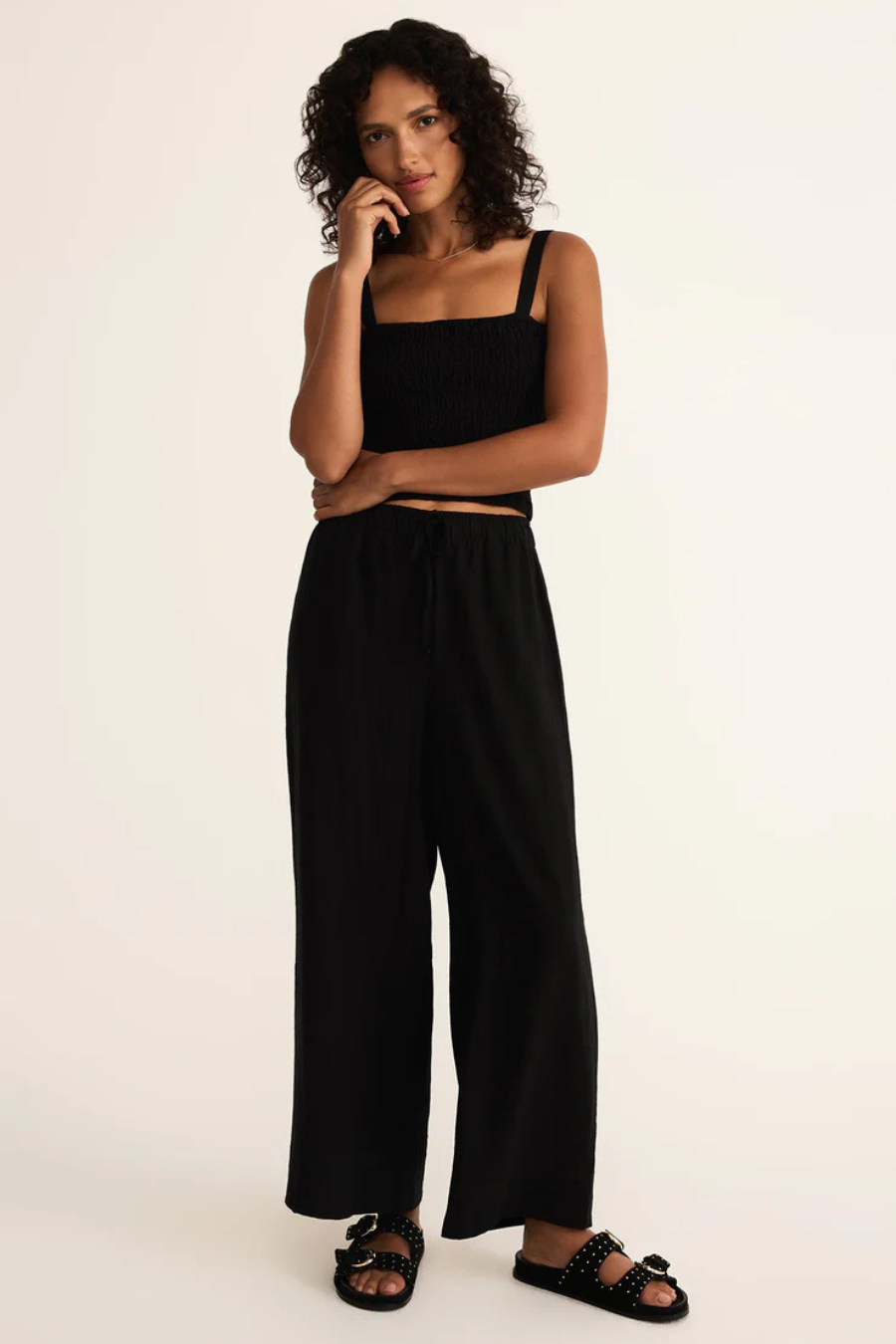 お値下げ　Y's SHEETING CLOTH GATHERED PANTS Gauze Wide-Leg Trim Pants – Vintage Boho Linen-Cotton – Krush Kandy
