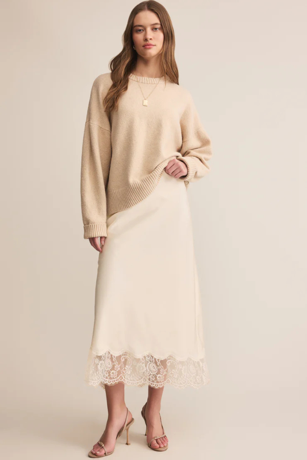 Z SUPPLY - CINDER LACE MIDI SKIRT CLOUD  swirlboutique