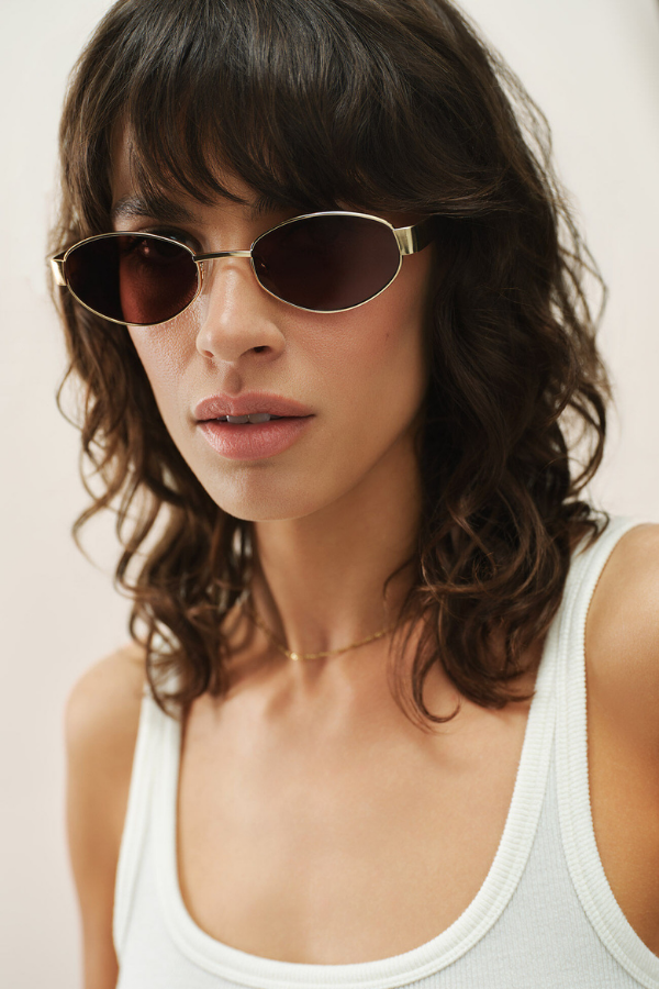 Z SUPPLY - PALISADES SUNGLASSES SATIN GOLD BROWN – swirlboutique display picture 1