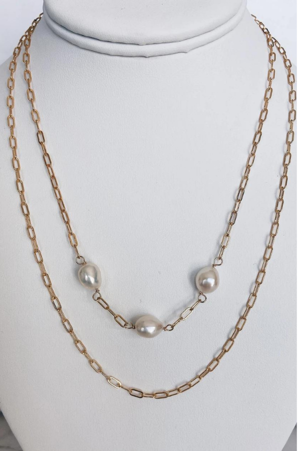 MAC & RY JEWELRY - LAYERED BAROQUE PEARL NECKLACE