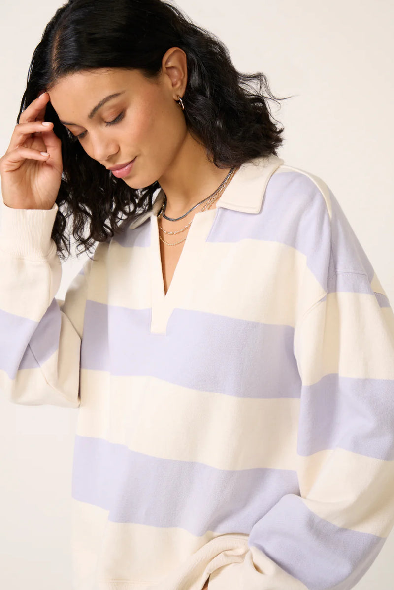 Z SUPPLY - RUGBY HENLEY SWEATSHIRT LAVENDER ICE
