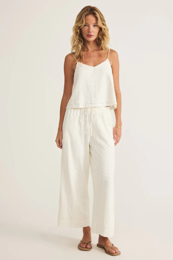 Z SUPPLY - ROMI KNIT EYELET PANT WHITE