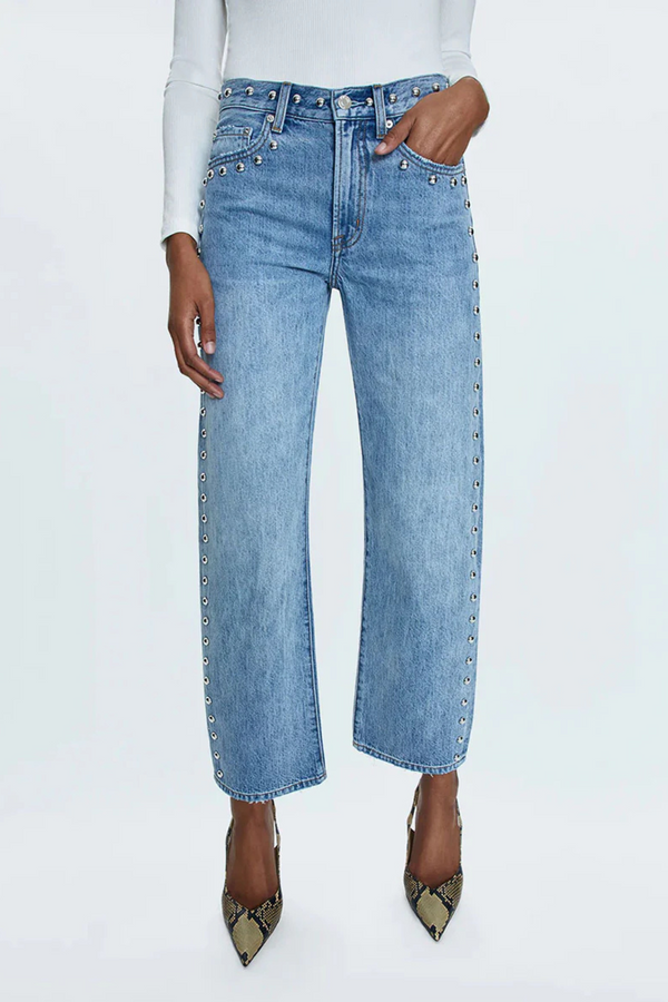 PISTOLA - LEXI MID RISE BOWED STRAIGHT JEAN SATELLITE