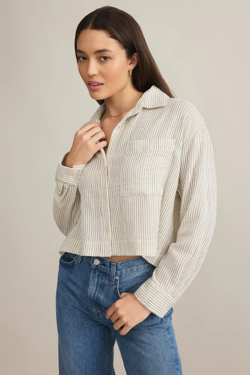 Z SUPPLY - DEL MAR COTTON GAUZE STRIPED SHIRT NATURAL