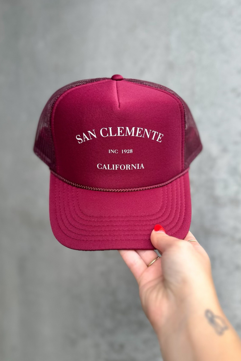 NOT FROM MALIBU - SAN CLEMENTE TRUCKER HAT BURGUNDY