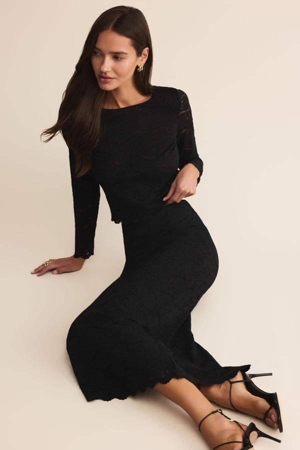 Z SUPPLY - VIA LACE MIDI SKIRT BLACK