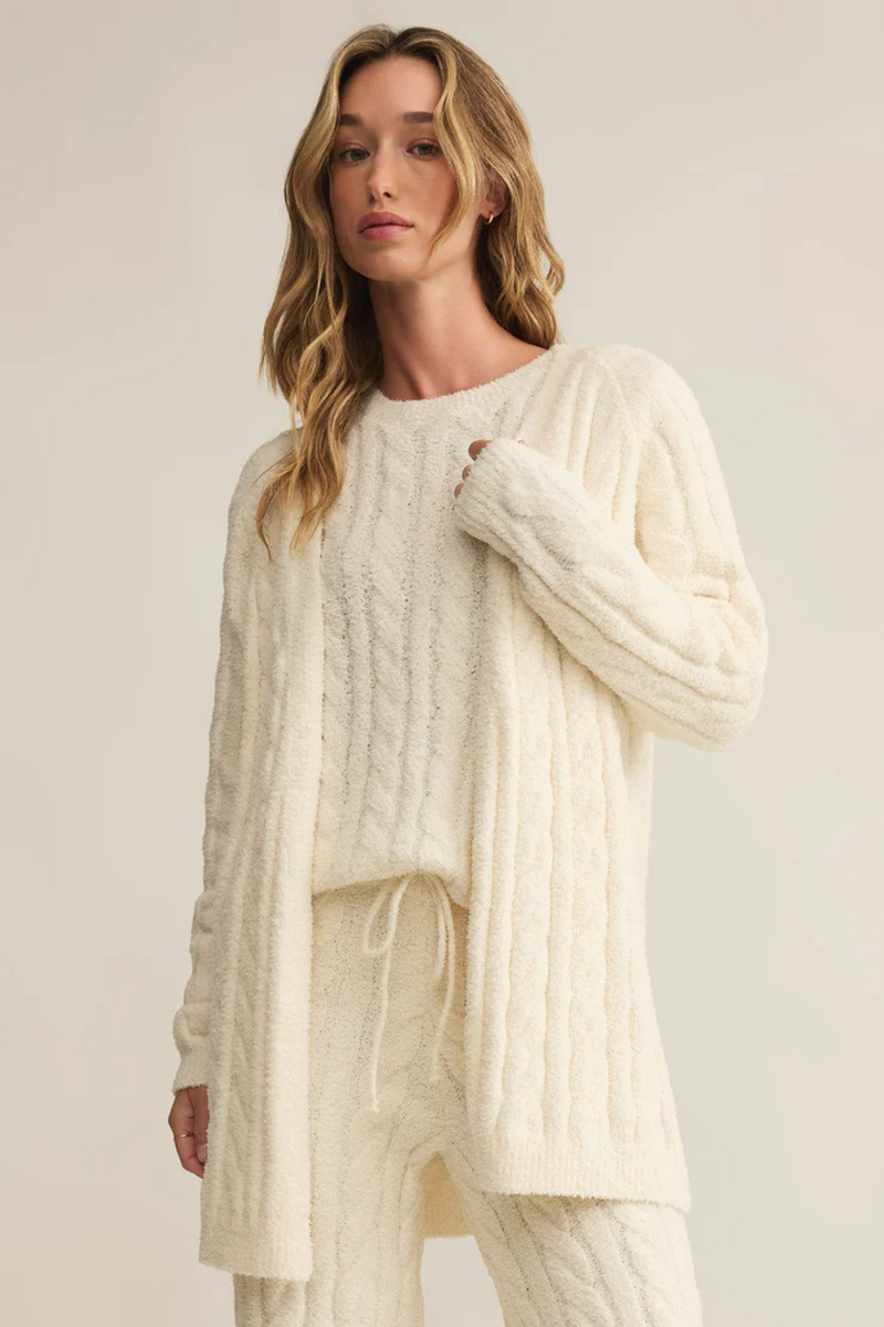 Z SUPPLY - CATE CABLE KNIT CARDIGAN SEA SALT