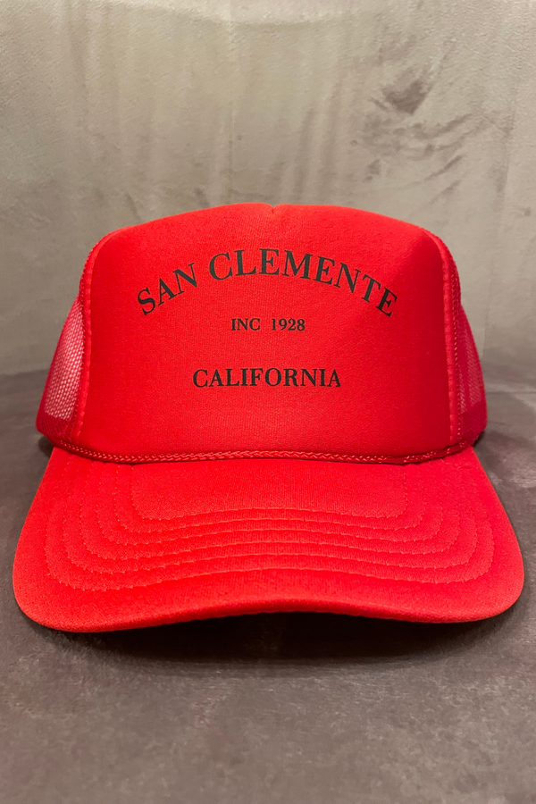 NFM - HOMETOWN GAME DAY TRUCKER HAT SAN CLEMENTE CHERRY AND BLACK