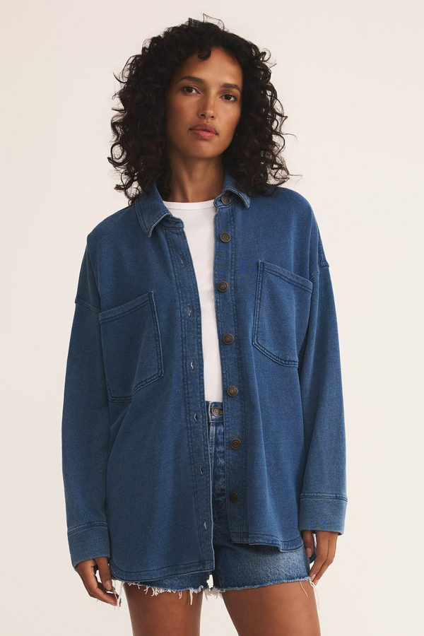 Z SUPPLY - ALL DAY KNIT DENIM JACKET VINTAGE INDIGO