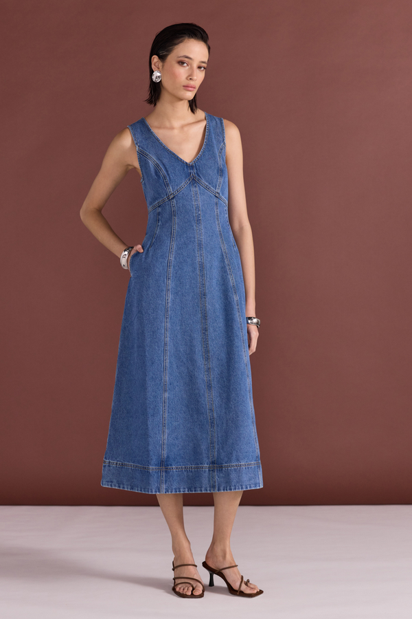 STAPLE THE LABEL - ALDEN DENIM MIDI DRESS