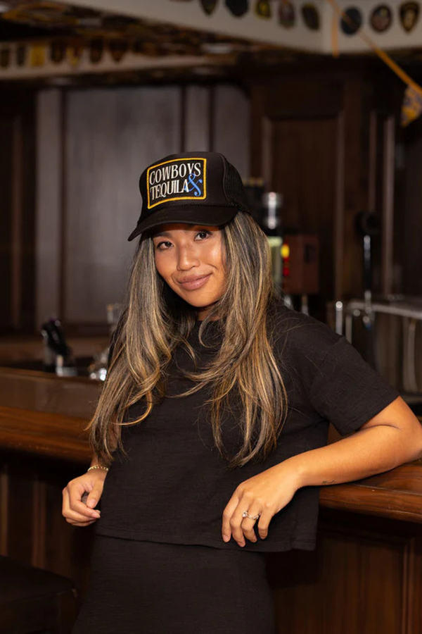 FRIDAY FEELIN - COWBOYS & TEQUILA TRUCKER HAT DEEP BLACK