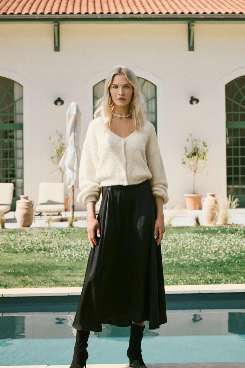 Z SUPPLY NORTHPOINTE SATIN MIDI SKIRT BLACK