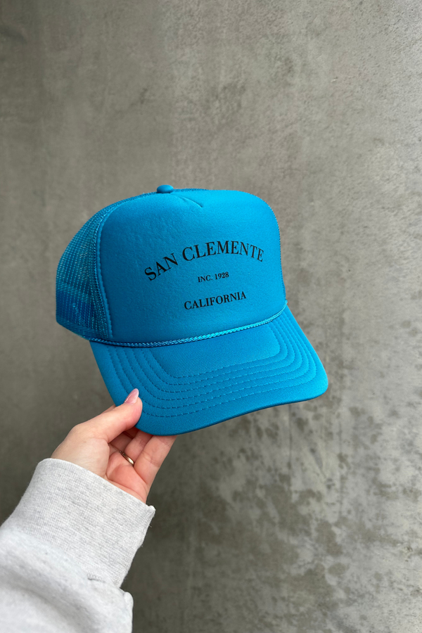 NFM - HOMETOWN TRUCKER HAT SAN CLEMENTE TEAL AND BLACK