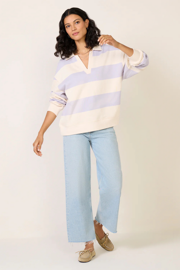 Z SUPPLY - RUGBY HENLEY SWEATSHIRT LAVENDER ICE