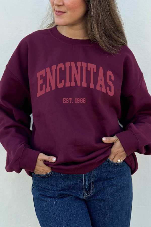 SWIRL SOCIETY - HOMETOWN ENCINITAS SWEATSHIRT BORDEAUX CHERRIES JUBILEE