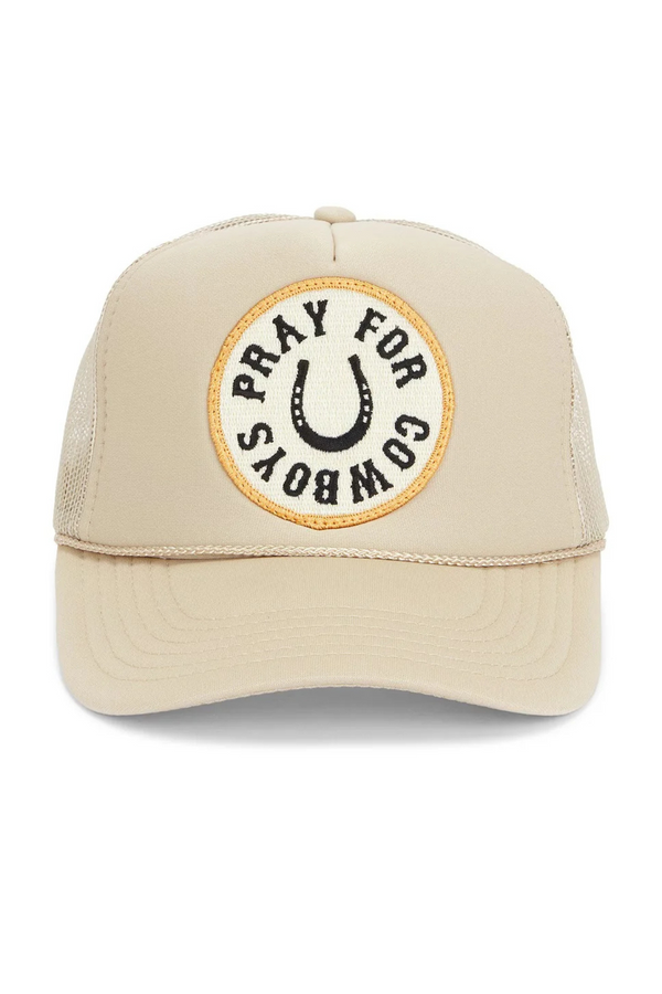 FRIDAY FEELIN - PRAY FOR COWBOYS TRUCKER HAT TAN