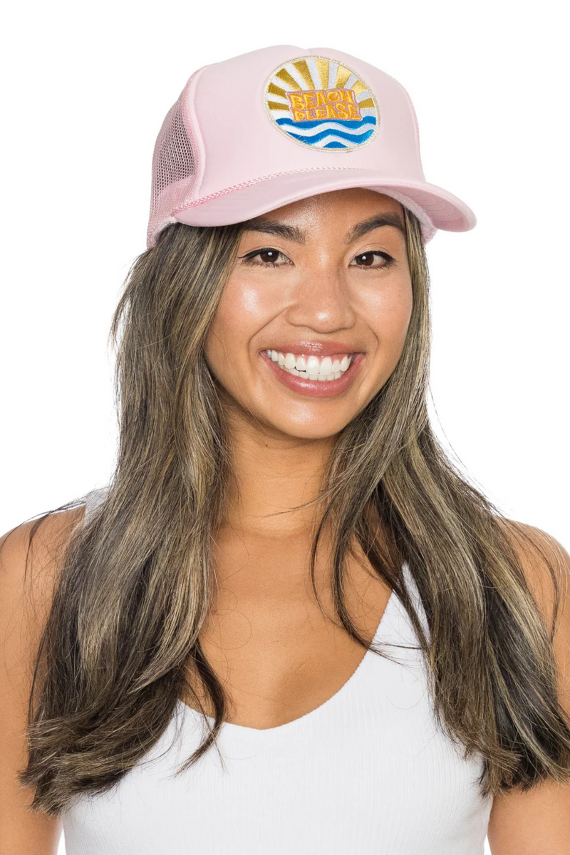 FRIDAY FEELIN - BEACH PLEASE TRUCKER HAT PINK