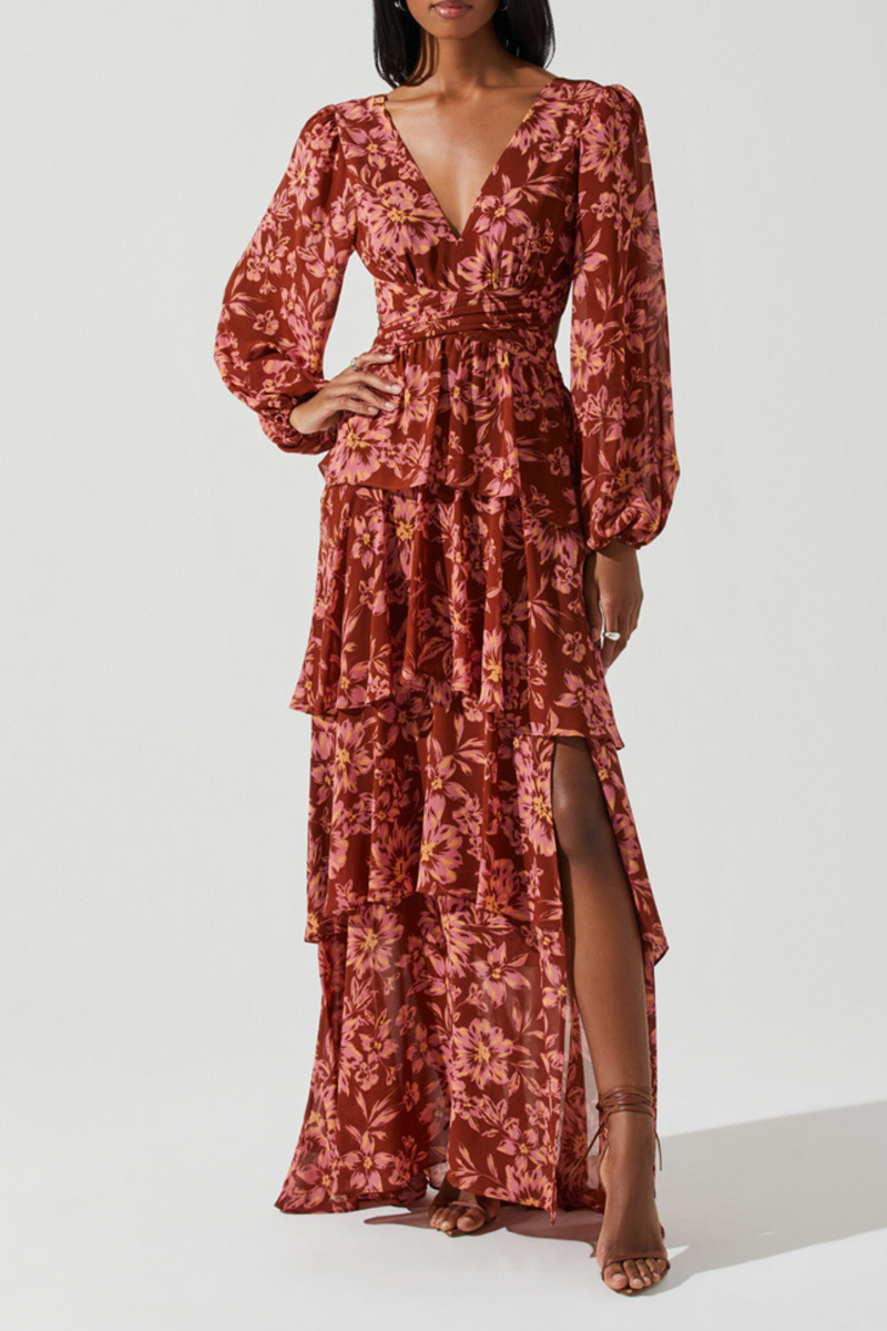ASTR THE LABEL - ANORA FLORAL TIERED MAXI DRESS