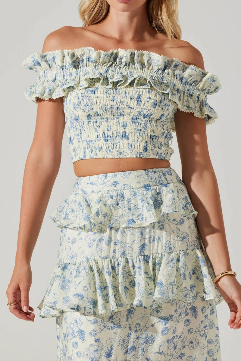 ASTR THE LABEL - FOUFETTE OFF SHOULDER FLORAL TOP