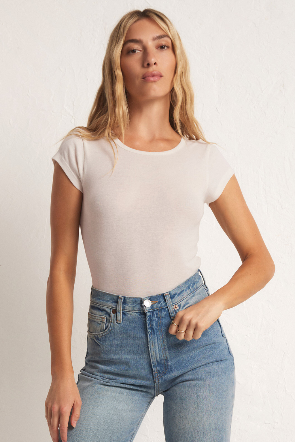 ●Bad Blue● Sheer Dot Buttons Baby Tee (Beige) Z SUPPLY - 90S BABY TEE SANDSTONE – swirlboutique