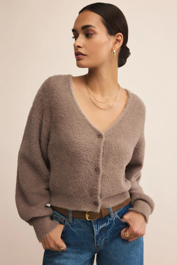Z SUPPLY - SADIRA FLUFFY CROP CARDIGAN MOONLIGHT