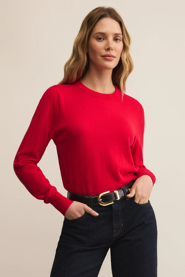 Z SUPPLY - THE PERFECT LAYER SWEATER FESTIVE RED