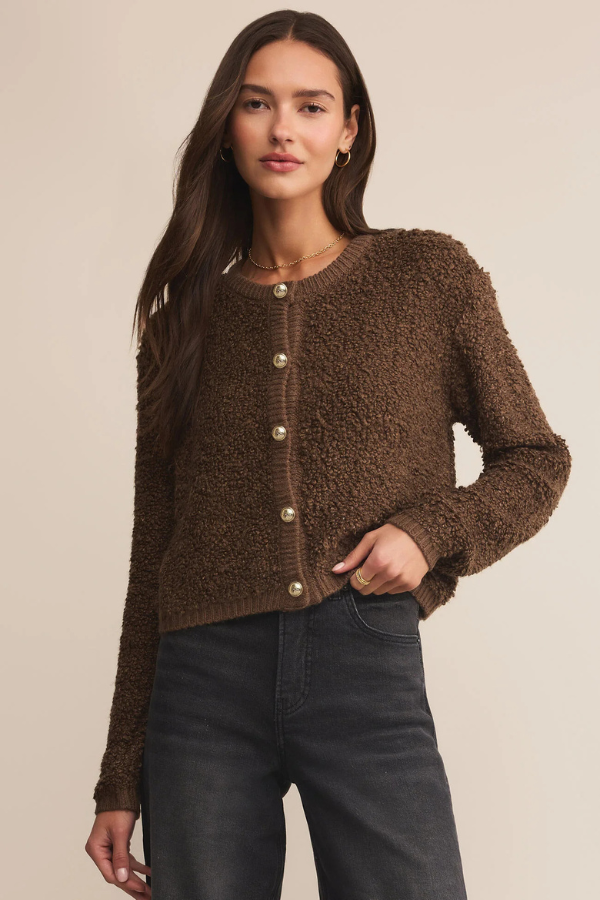 Z SUPPLY - MAXIE FLUFFY CARDIGAN ROOT BEER