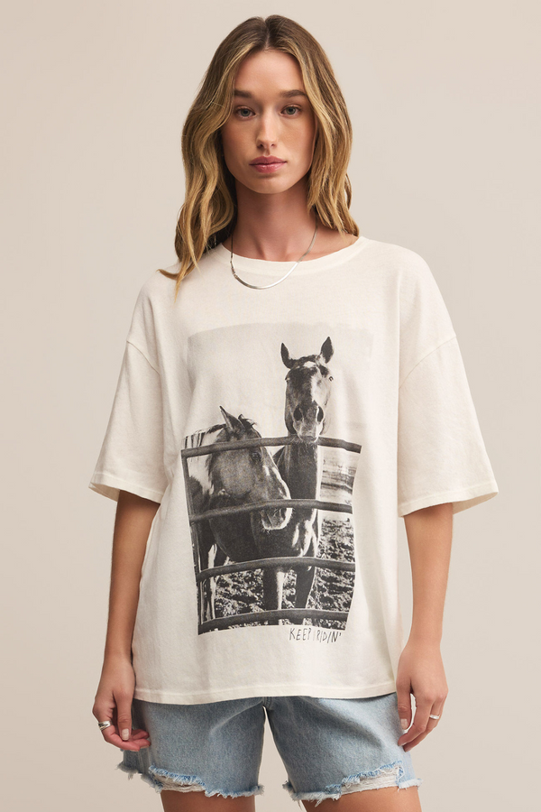 Z SUPPLY - KEEP RIDIN SO CAL OVERSIZED TEE SEA SALT