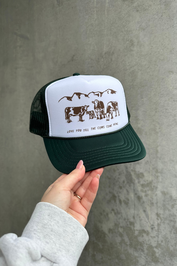 NFM - COWS COME HOME TRUCKER HAT EMERALD ESPRESSO