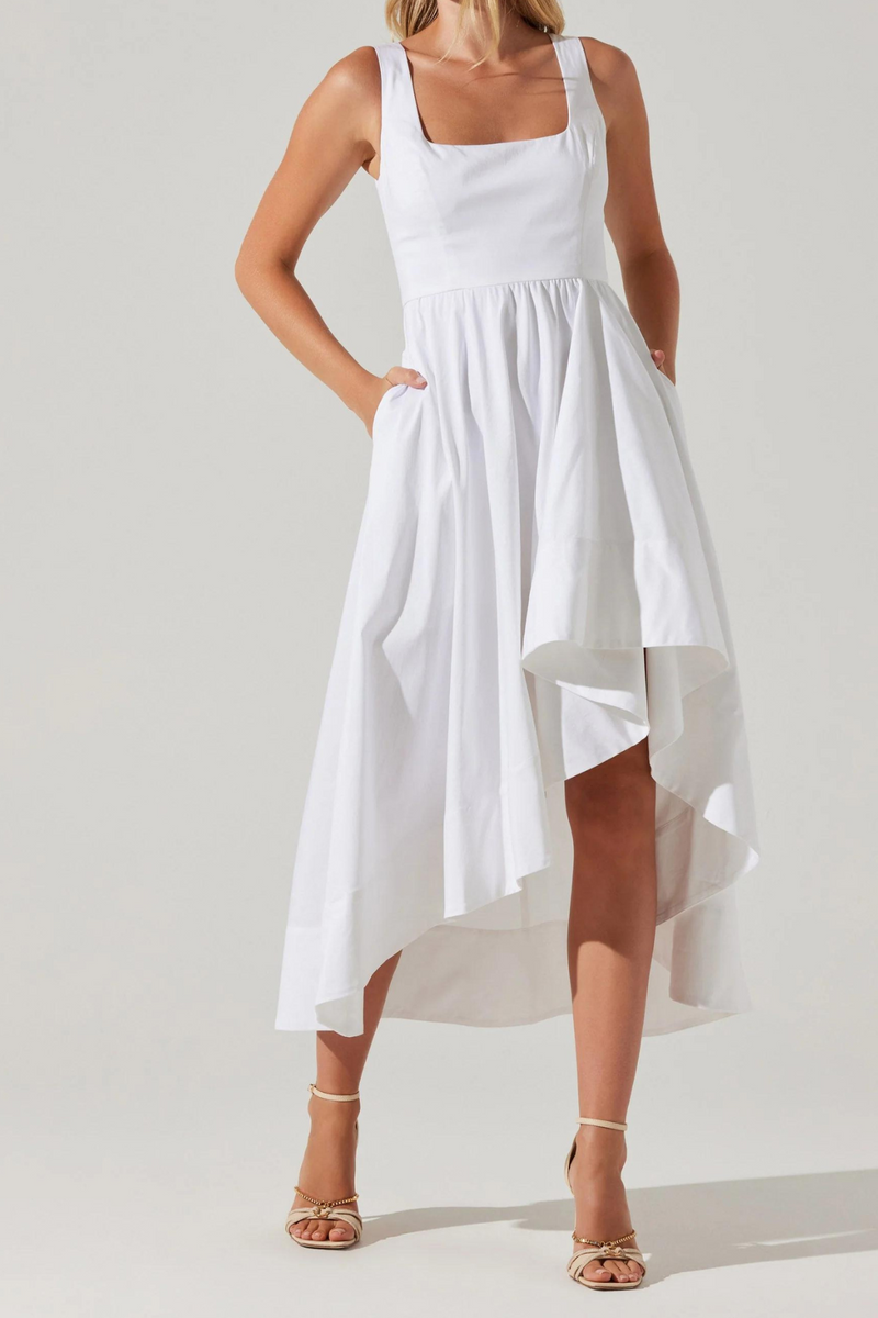 ASTR THE LABEL - ALLORA ASYMMETRICAL MIDI DRESS WHITE