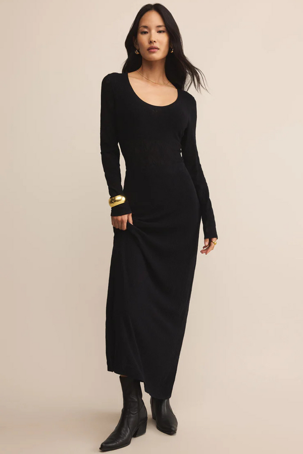 Z SUPPLY - TIBI SCOOP MESH SWEATER BLACK