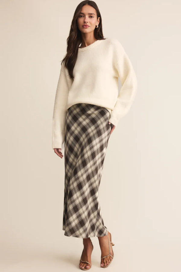 Z SUPPLY - EUROPA PLAID MIDI SKIRT BLACK