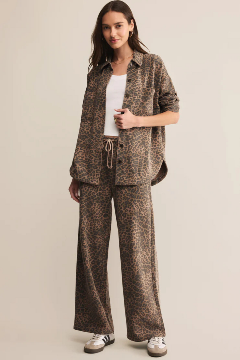 Z SUPPLY - HUNTER KNIT LEOPARD PANT DESERT TAN