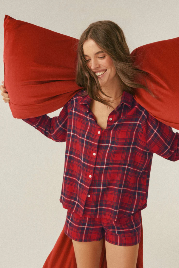 Z SUPPLY - RIVER PLAID BUTTON UP RED HAUTE