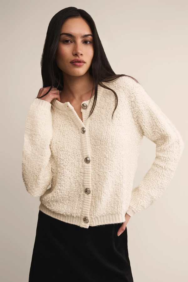 Z SUPPLY - MAXIE FLUFFY CARDIGAN WARM WHITE