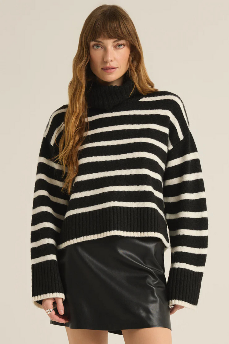 Z SUPPLY - JOSEPHINE STRIPE SWEATER BLACK