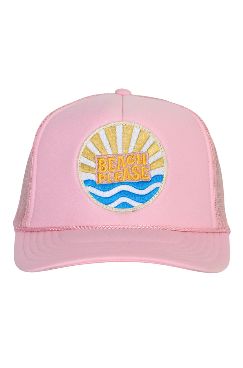 FRIDAY FEELIN - BEACH PLEASE TRUCKER HAT PINK