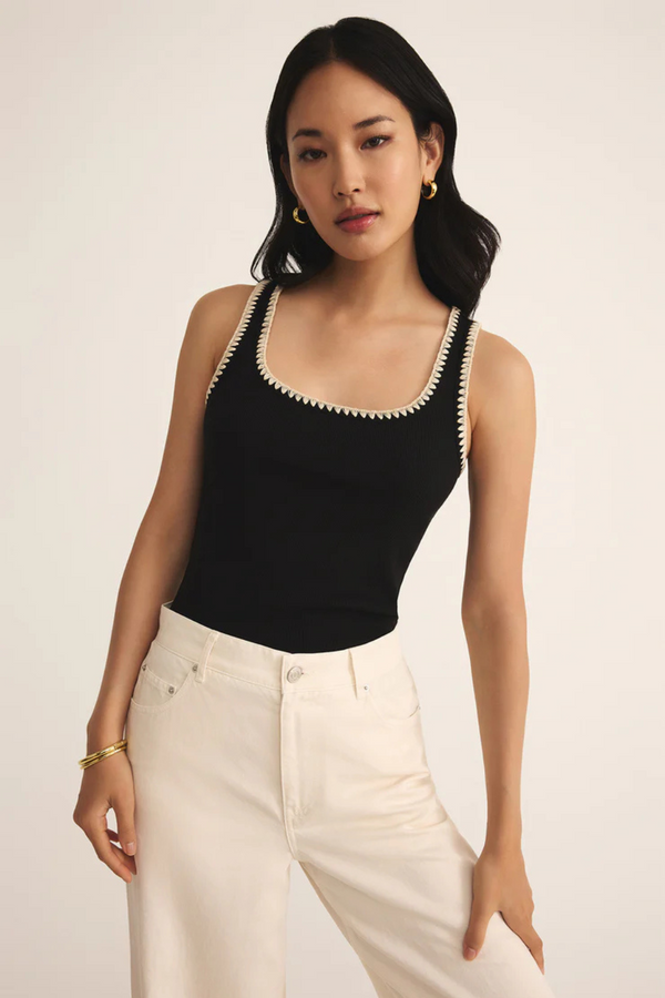 Z SUPPLY - JAIDYNN WHIPSTITCH RIB TANK BLACK