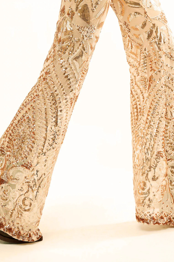 NIGHTCAP - CLEOPATRA FLARE PANT NATURAL GOLD