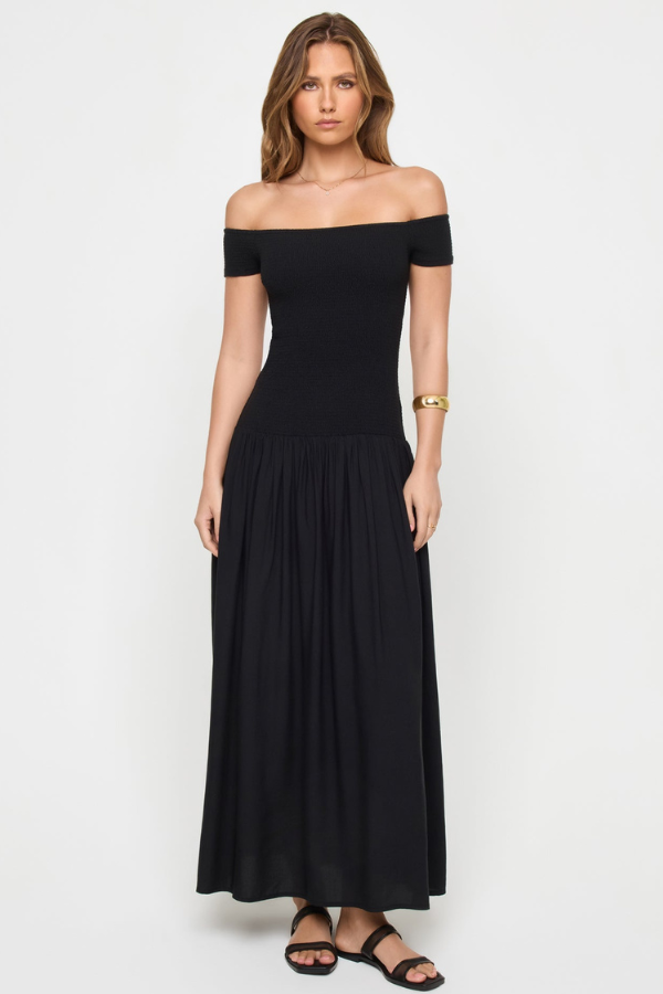 LSPACE - GOING STEADY MIDI DRESS BLACK