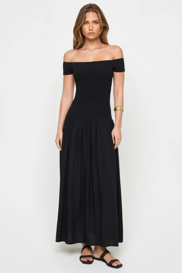 LSPACE - GOING STEADY MIDI DRESS BLACK