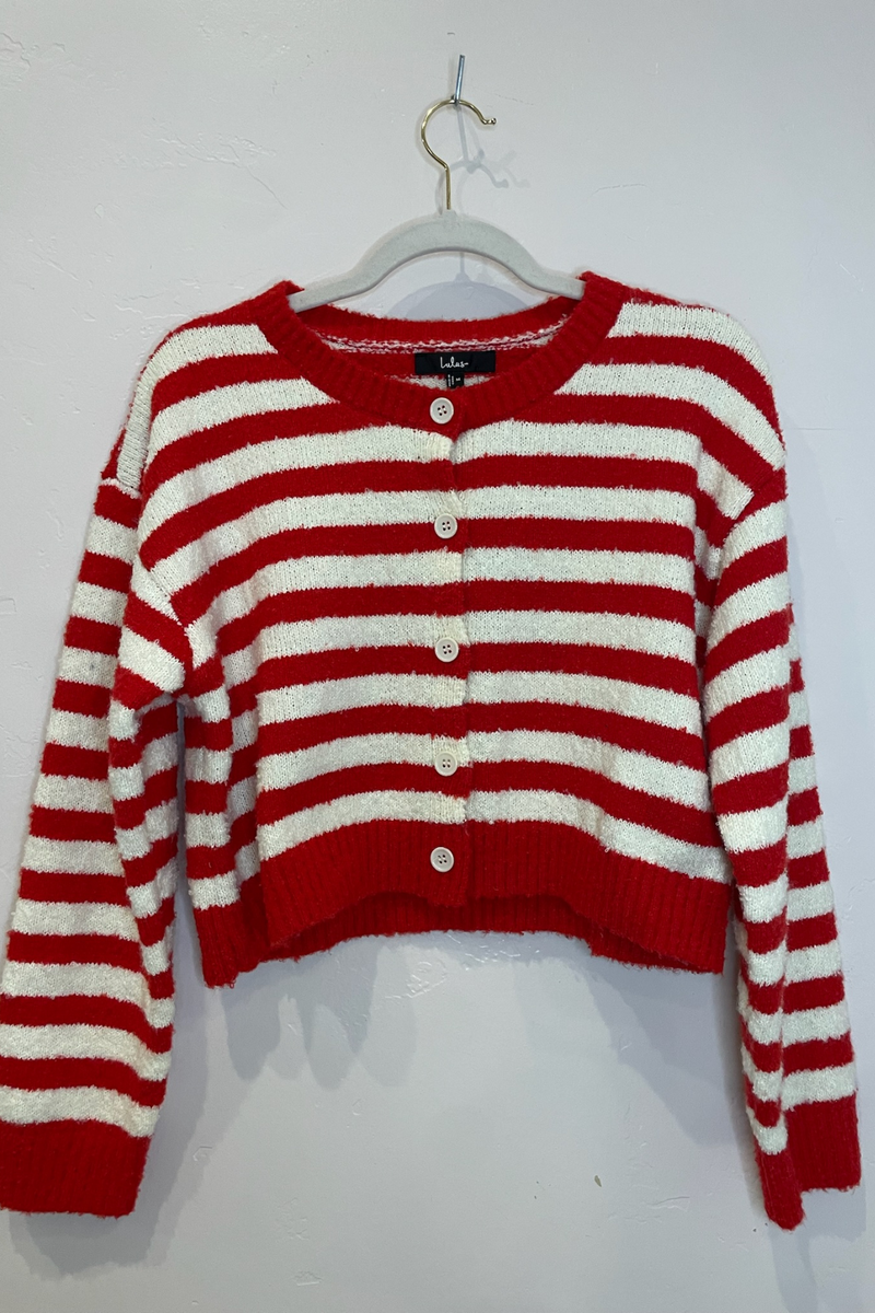 LULUS - RED AND WHITE STRIPE SWEATER