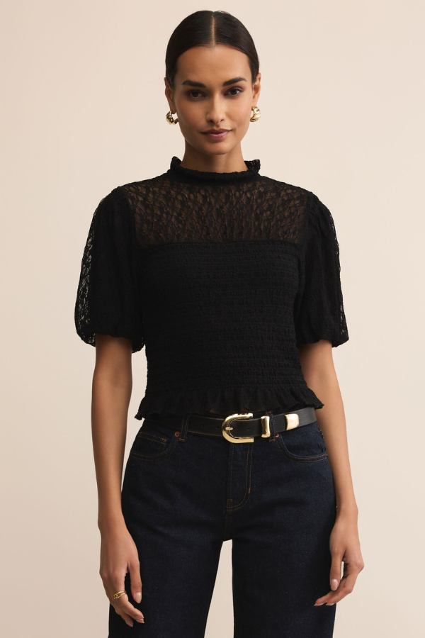 Z SUPPLY - GLIMPSE LACE TOP BLACK