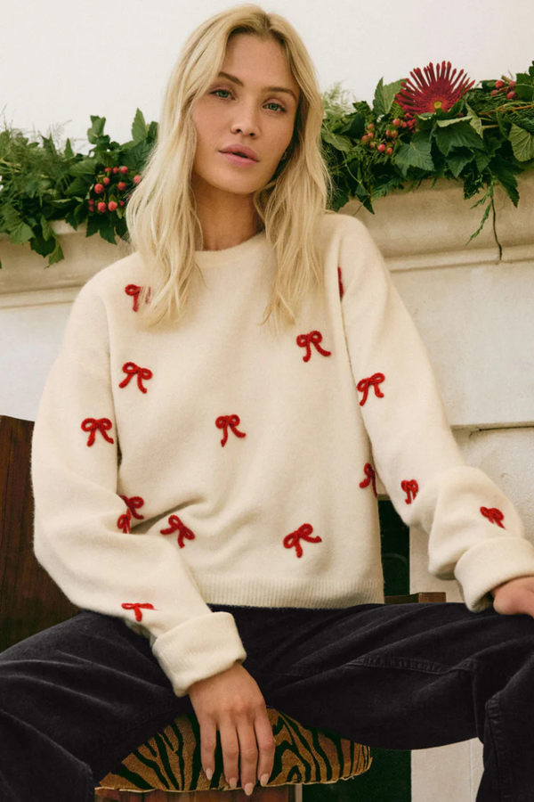 Z SUPPLY - TIE THE RIBBON SWEATER WARM WHITE