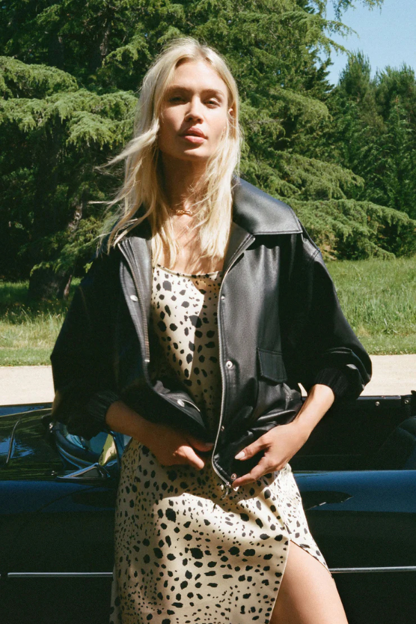 Z SUPPLY - IDOLS FAUX LEATHER BOMBER JACKET BLACK