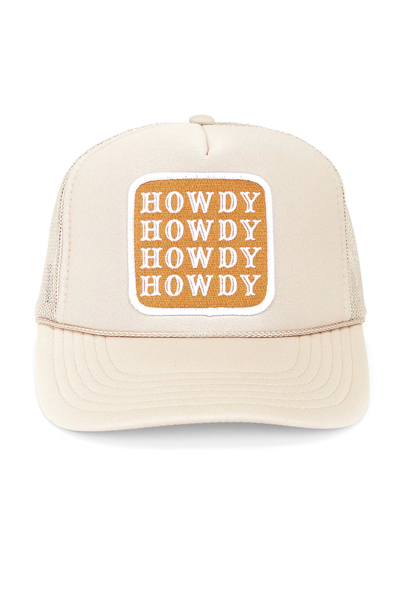 FRIDAY FEELIN - HOWDY TRUCKER HAT TAN