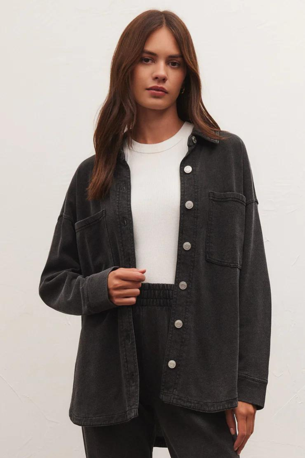 Z SUPPLY - ALL DAY KNIT DENIM JACKET VINTAGE BLACK Z SUPPLY - ALL DAY KNIT DENIM JACKET VINTAGE BLACK