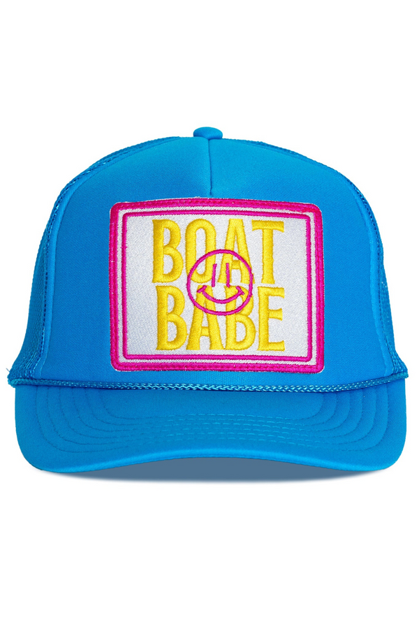 FRIDAY FEELIN - BOAT BABE TRUCKER HAT BLUE